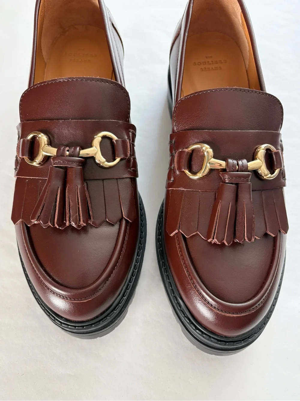 Women's Sézane Amy Leather Loafer in Glossy Chocolate NEW